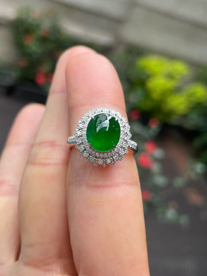 Green Jadeite Cabochon Ring (NJR298)