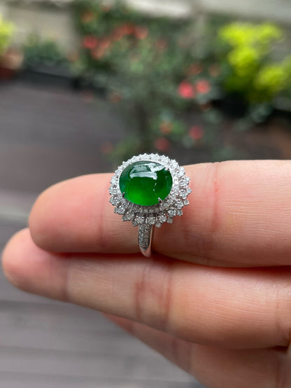 Green Jadeite Cabochon Ring (NJR298)