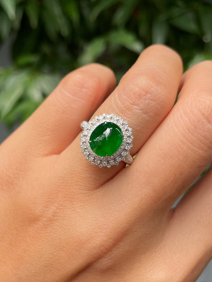 Green Jadeite Cabochon Ring (NJR298)