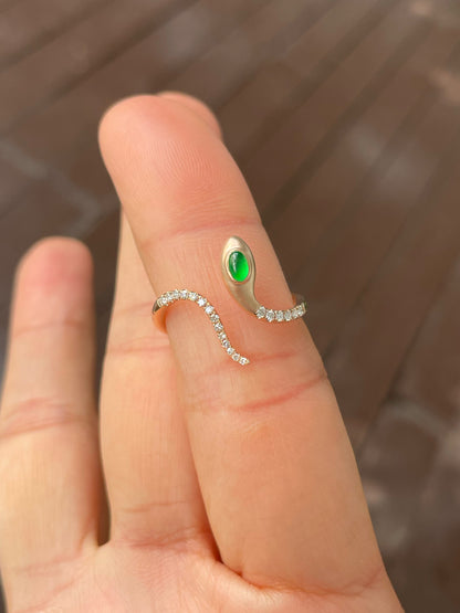 Green Jade Cabochon Ring - Snake (NJR300)