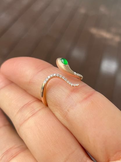 Green Jade Cabochon Ring - Snake (NJR300)