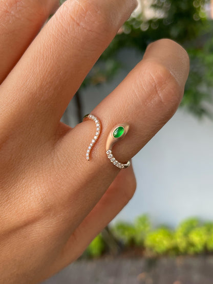 Green Jade Cabochon Ring - Snake (NJR300)