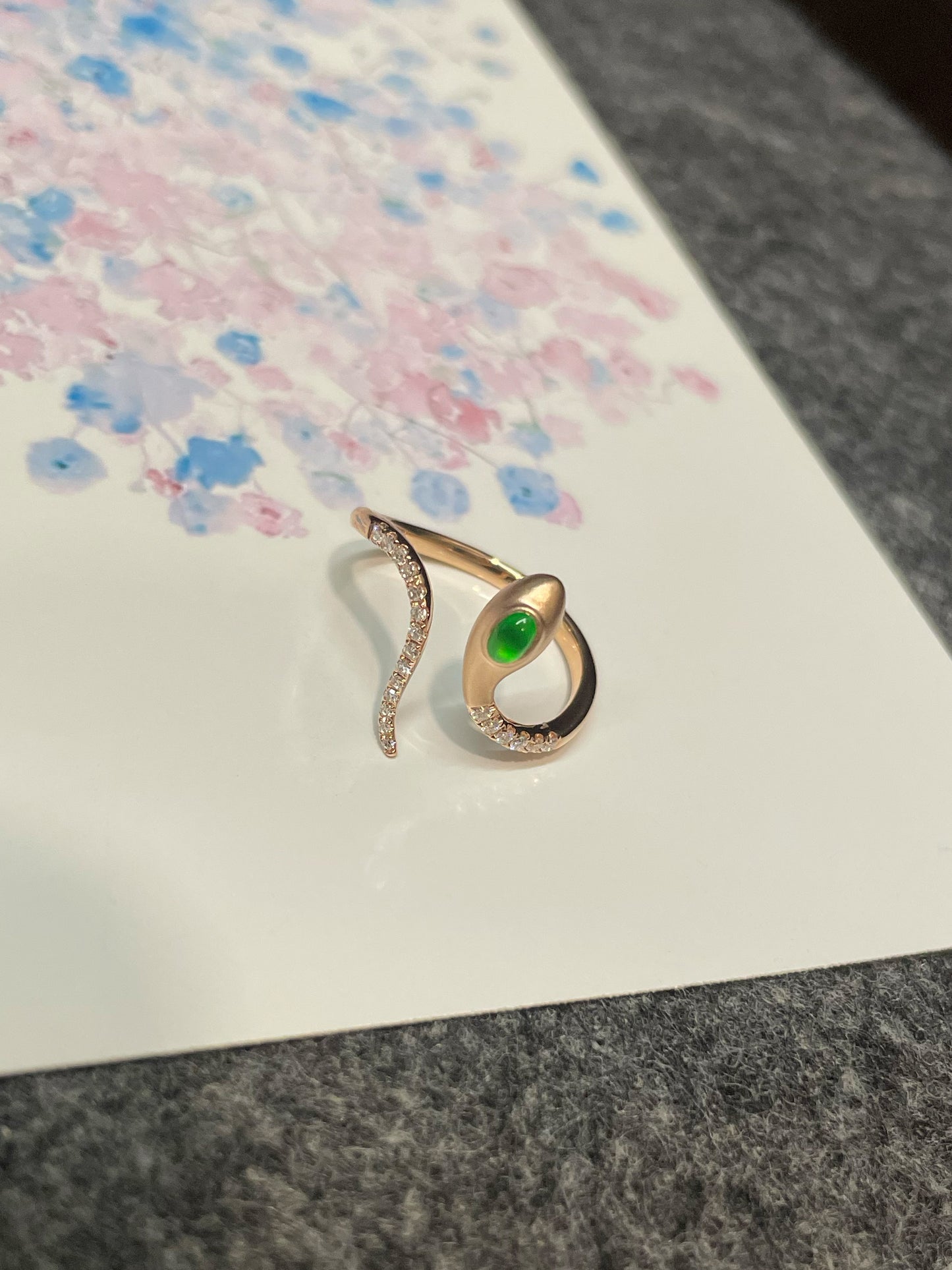 Green Jade Cabochon Ring - Snake (NJR300)