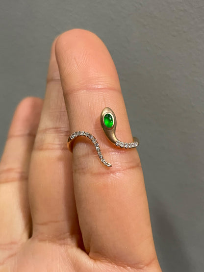 Green Jade Cabochon Ring - Snake (NJR300)