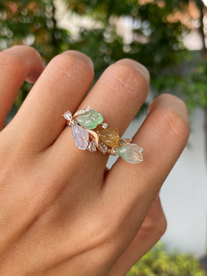 Multicoloured Jade Ring - Magnolia (NJR302)