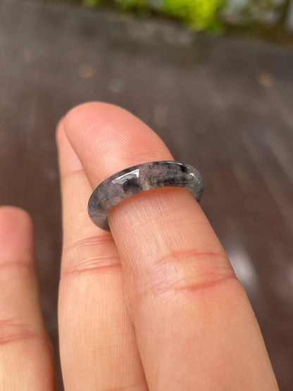 Icy Black Jadeite Abacus Ring | HK 10 (NJR307)