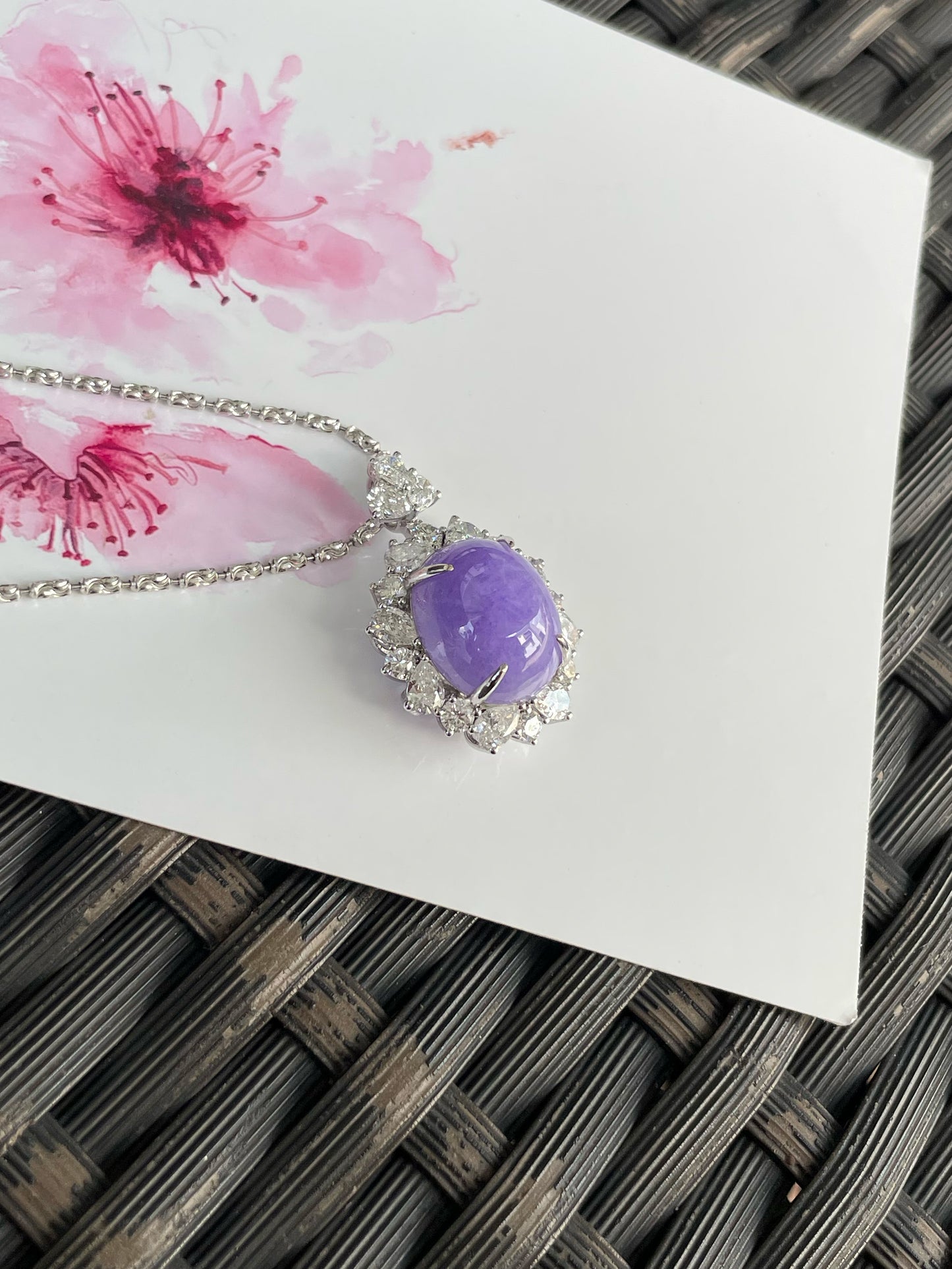 Vivid Lavender Jade Cabochon Ring / Pendant (NJR337)