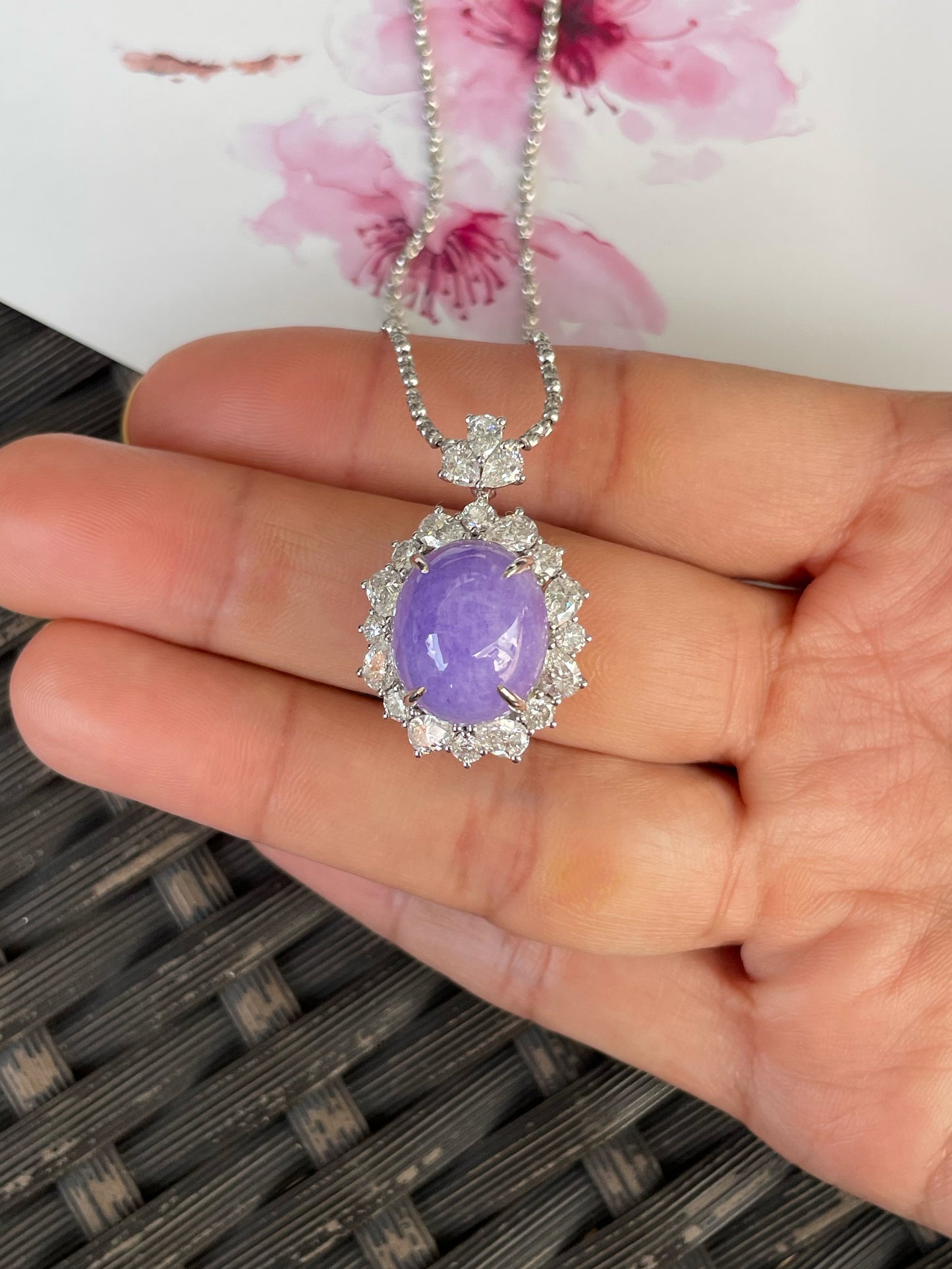 Vivid Lavender Jade Cabochon Ring / Pendant (NJR337)