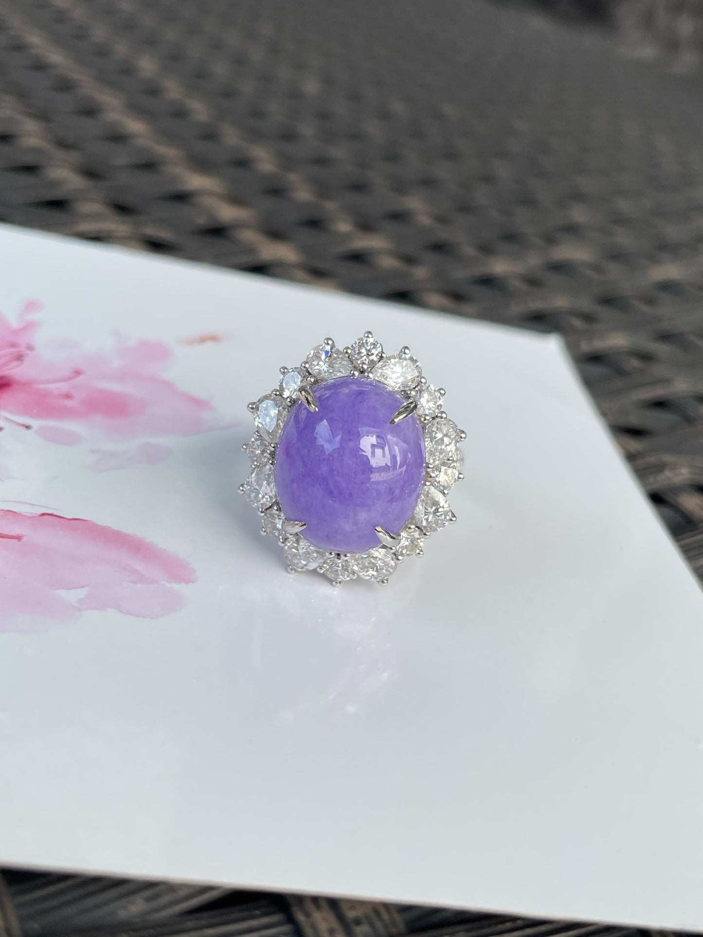 Vivid Lavender Jade Cabochon Ring / Pendant (NJR337)