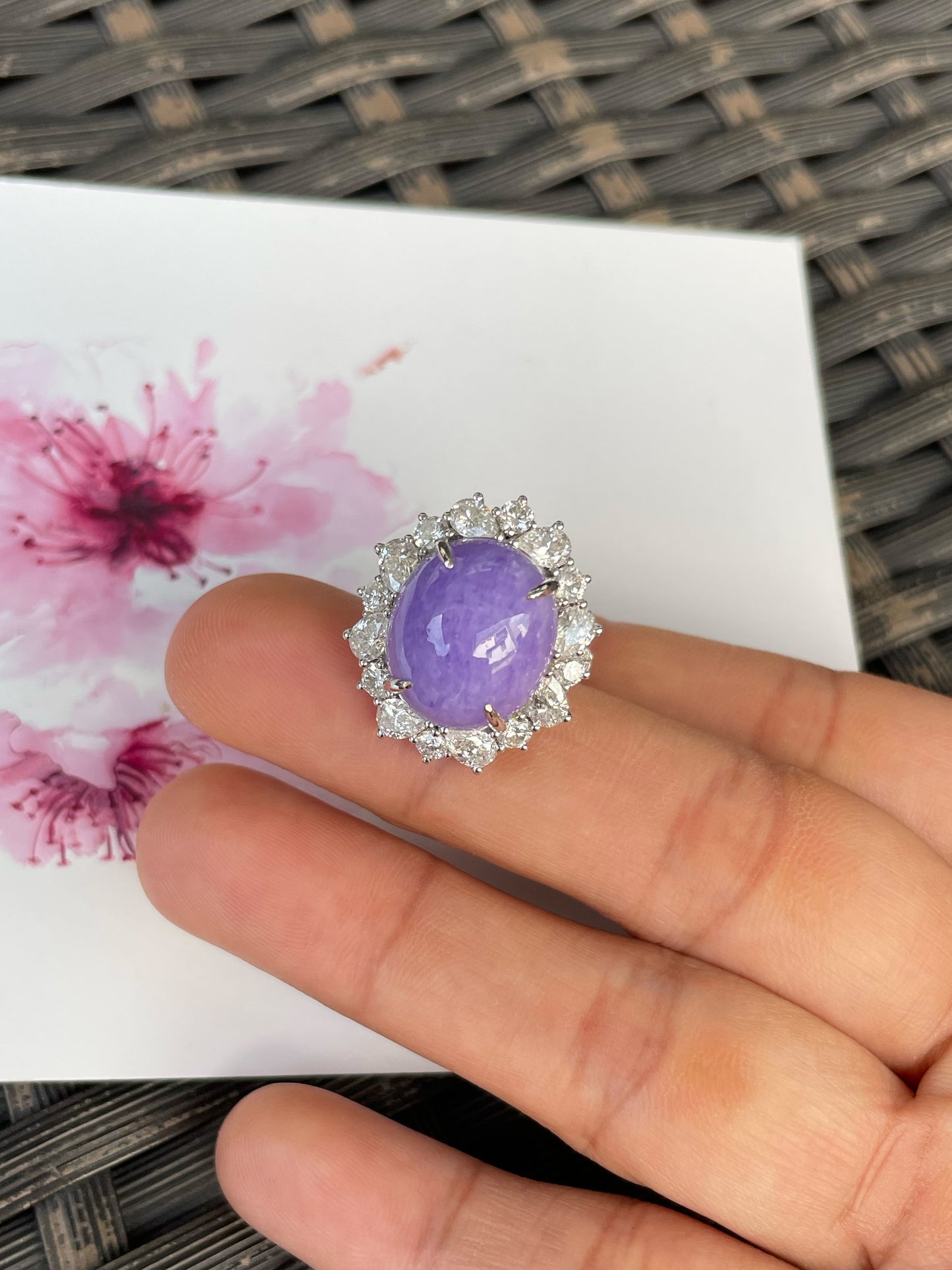 Vivid Lavender Jade Cabochon Ring / Pendant (NJR337)