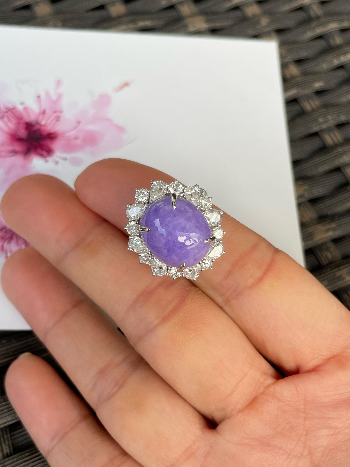 Vivid Lavender Jade Cabochon Ring / Pendant (NJR337)