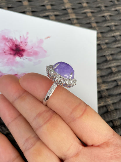 Vivid Lavender Jade Cabochon Ring / Pendant (NJR337)