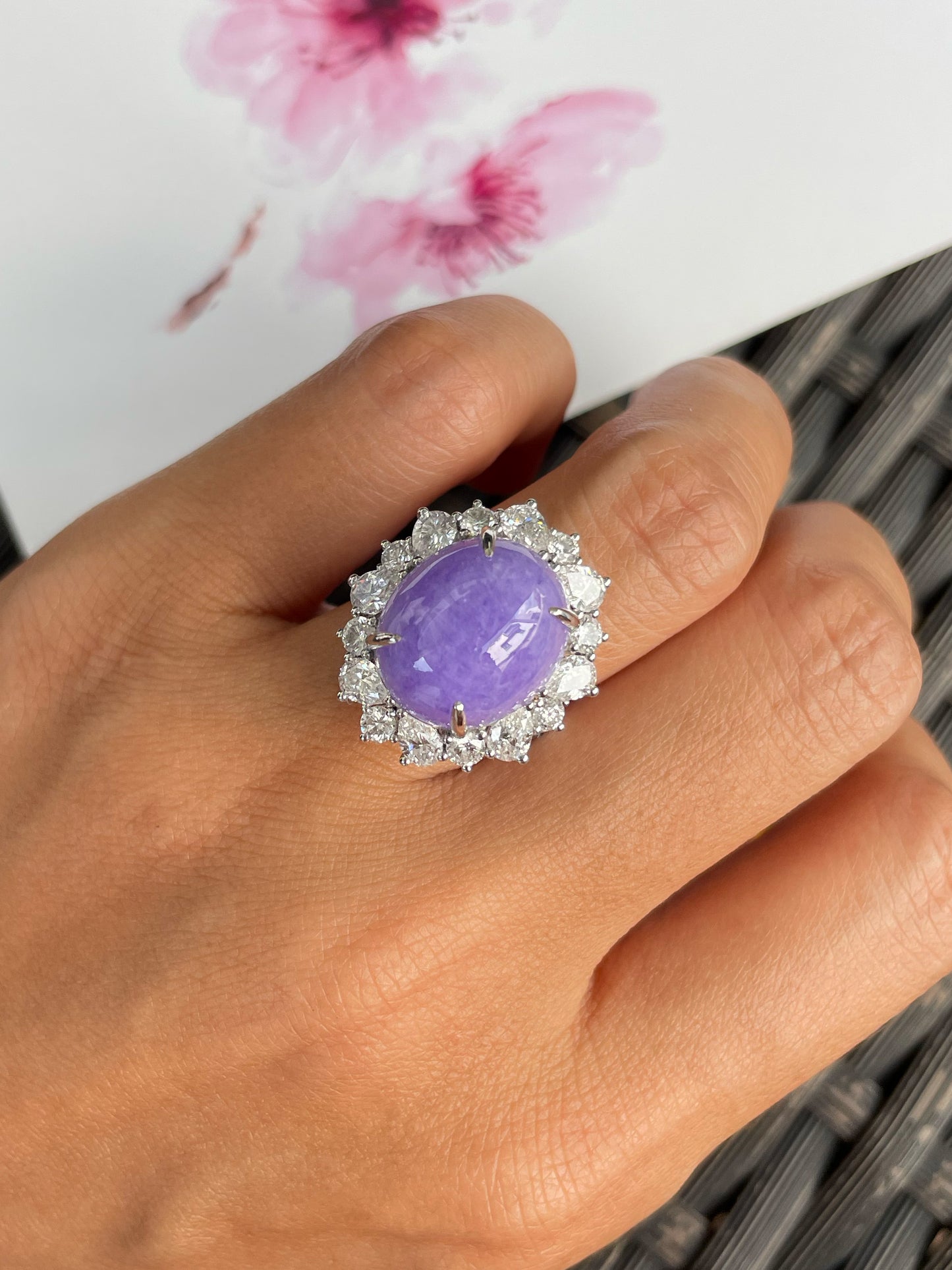 Vivid Lavender Jade Cabochon Ring / Pendant (NJR337)