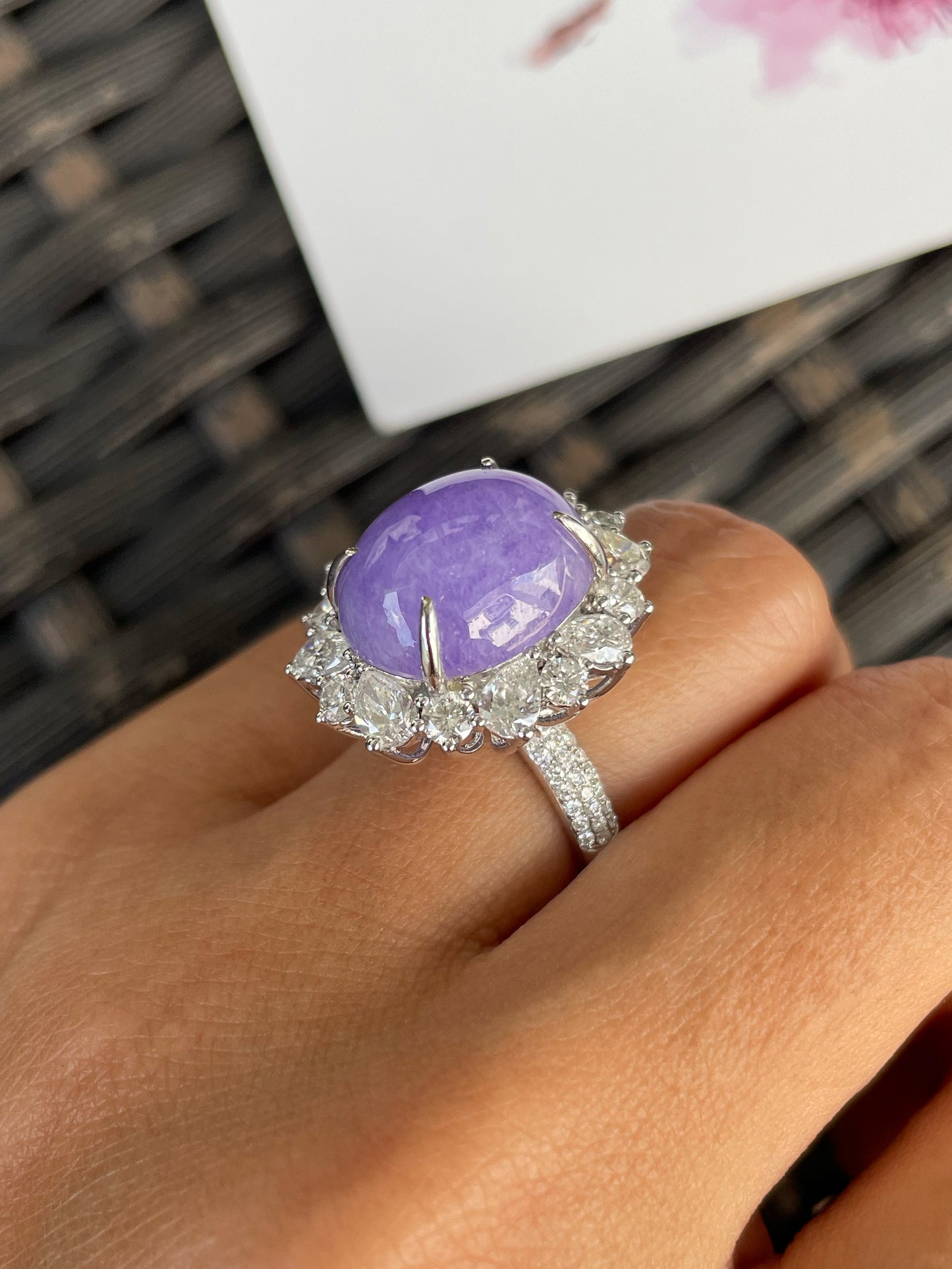 Vivid Lavender Jade Cabochon Ring / Pendant (NJR337)