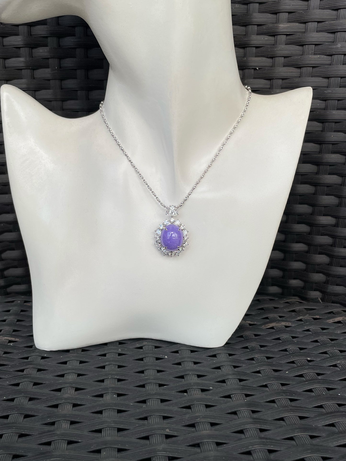 Vivid Lavender Jade Cabochon Ring / Pendant (NJR337)
