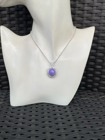 Vivid Lavender Jade Cabochon Ring / Pendant (NJR337)