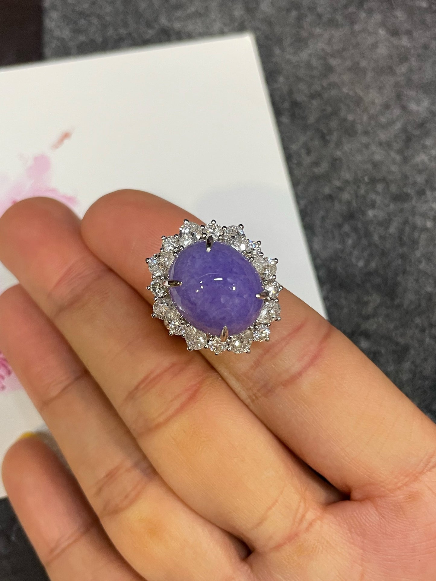 Vivid Lavender Jade Cabochon Ring / Pendant (NJR337)