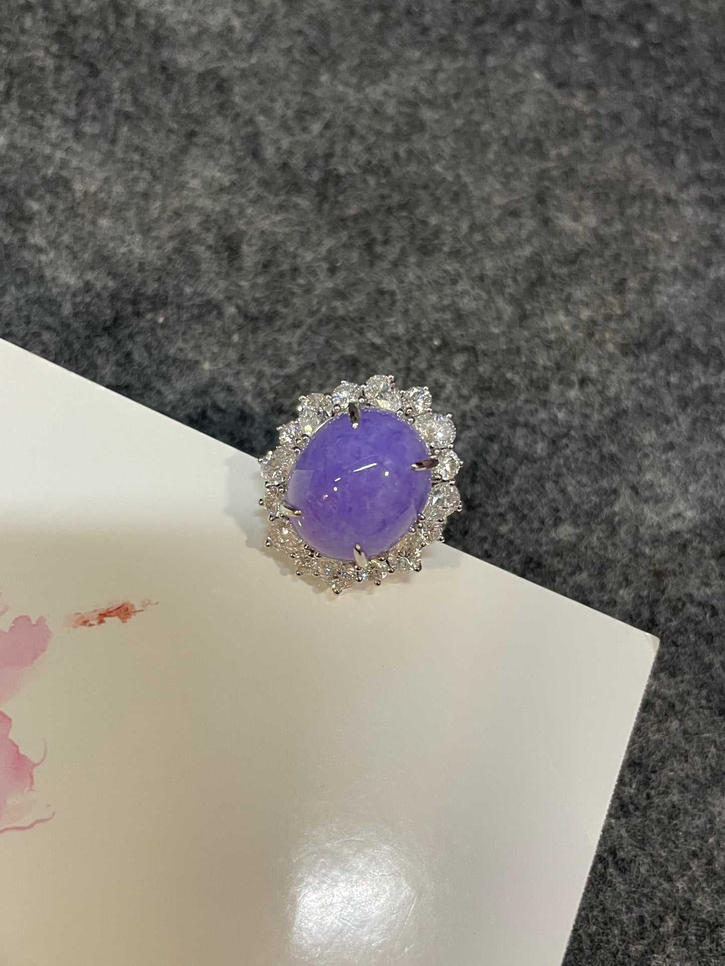 Vivid Lavender Jade Cabochon Ring / Pendant (NJR337)