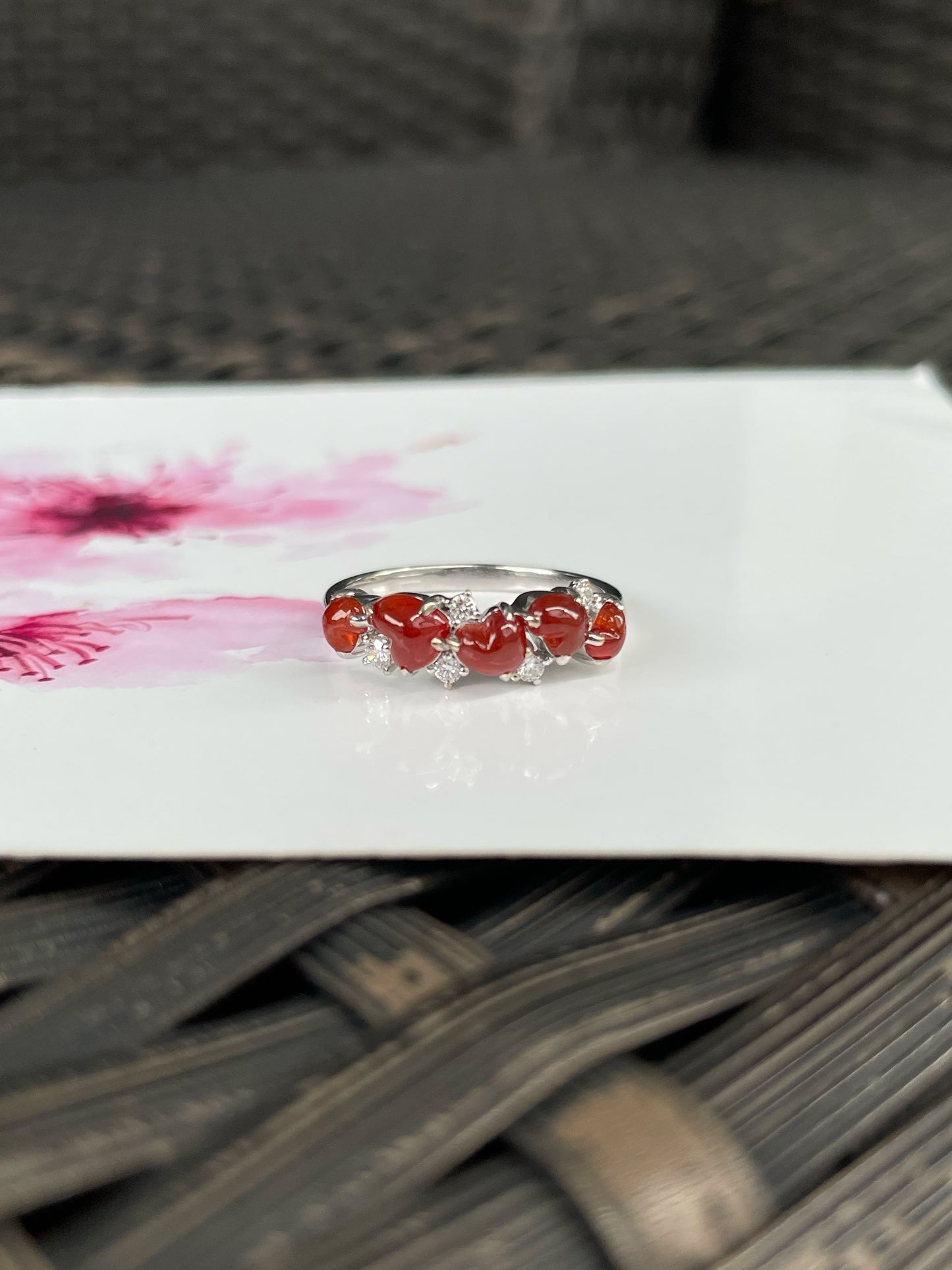 Red Jade Ring - Hearts (NJR339)