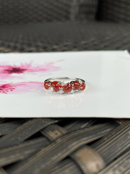 Red Jade Ring - Hearts (NJR339)