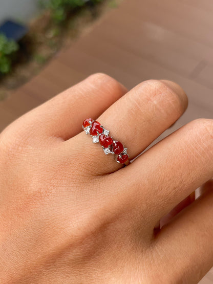 Red Jade Ring - Hearts (NJR339)