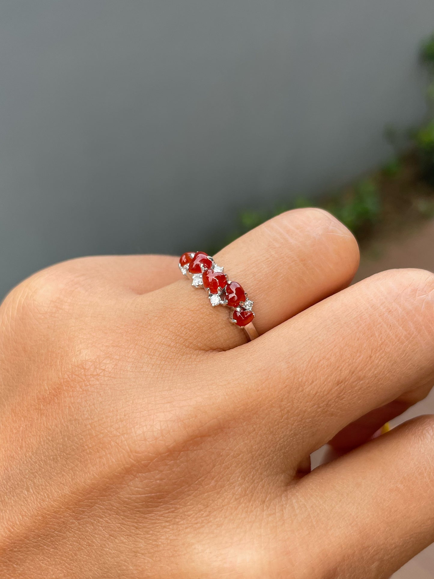 Red Jade Ring - Hearts (NJR339)