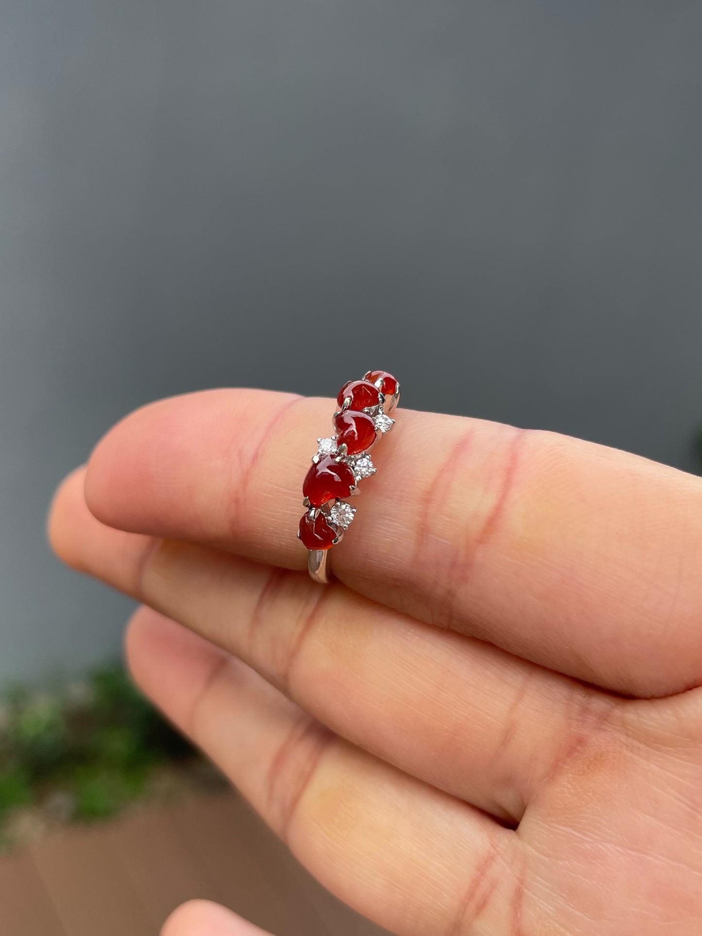 Red Jade Ring - Hearts (NJR339)