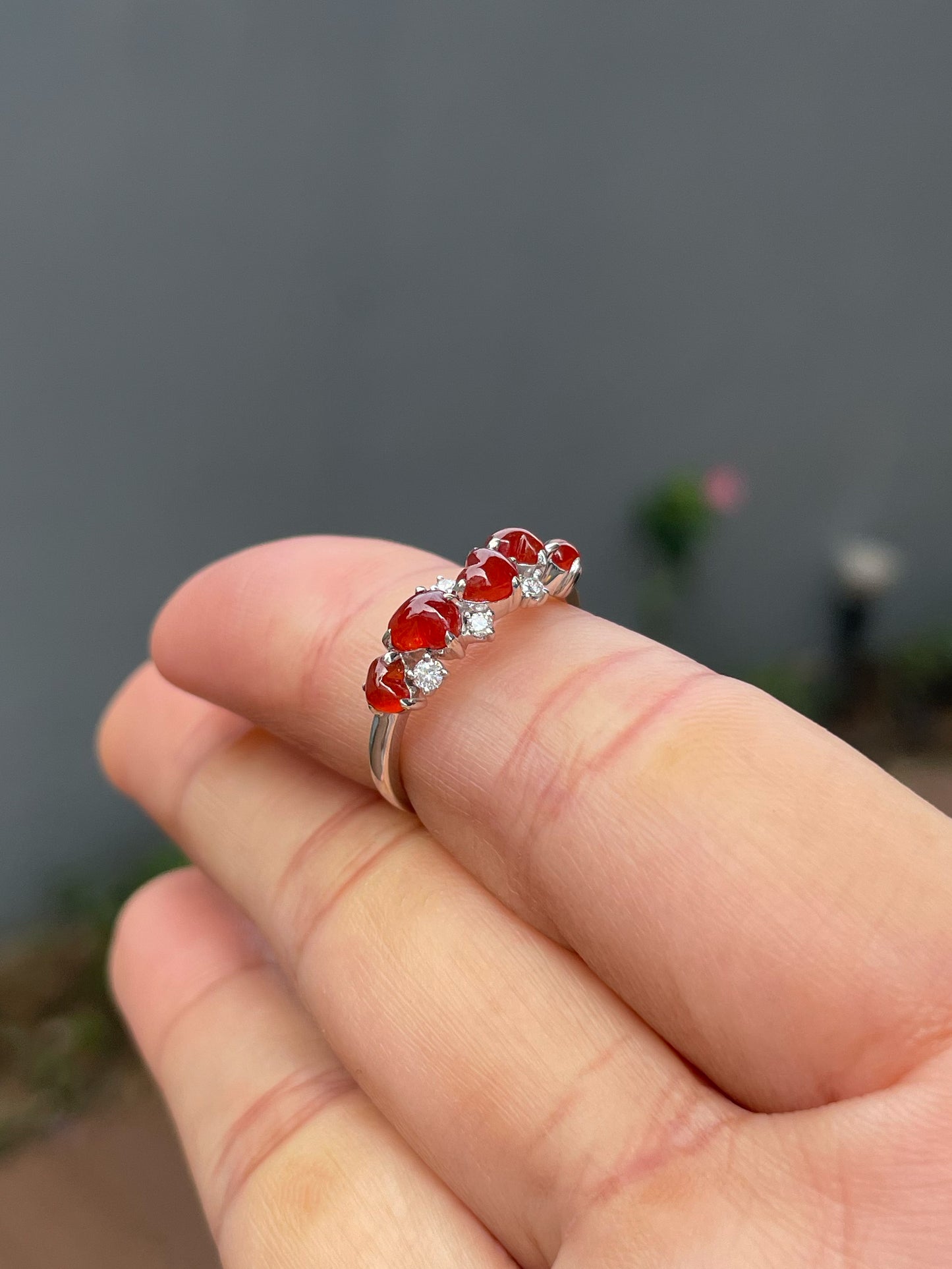 Red Jade Ring - Hearts (NJR339)