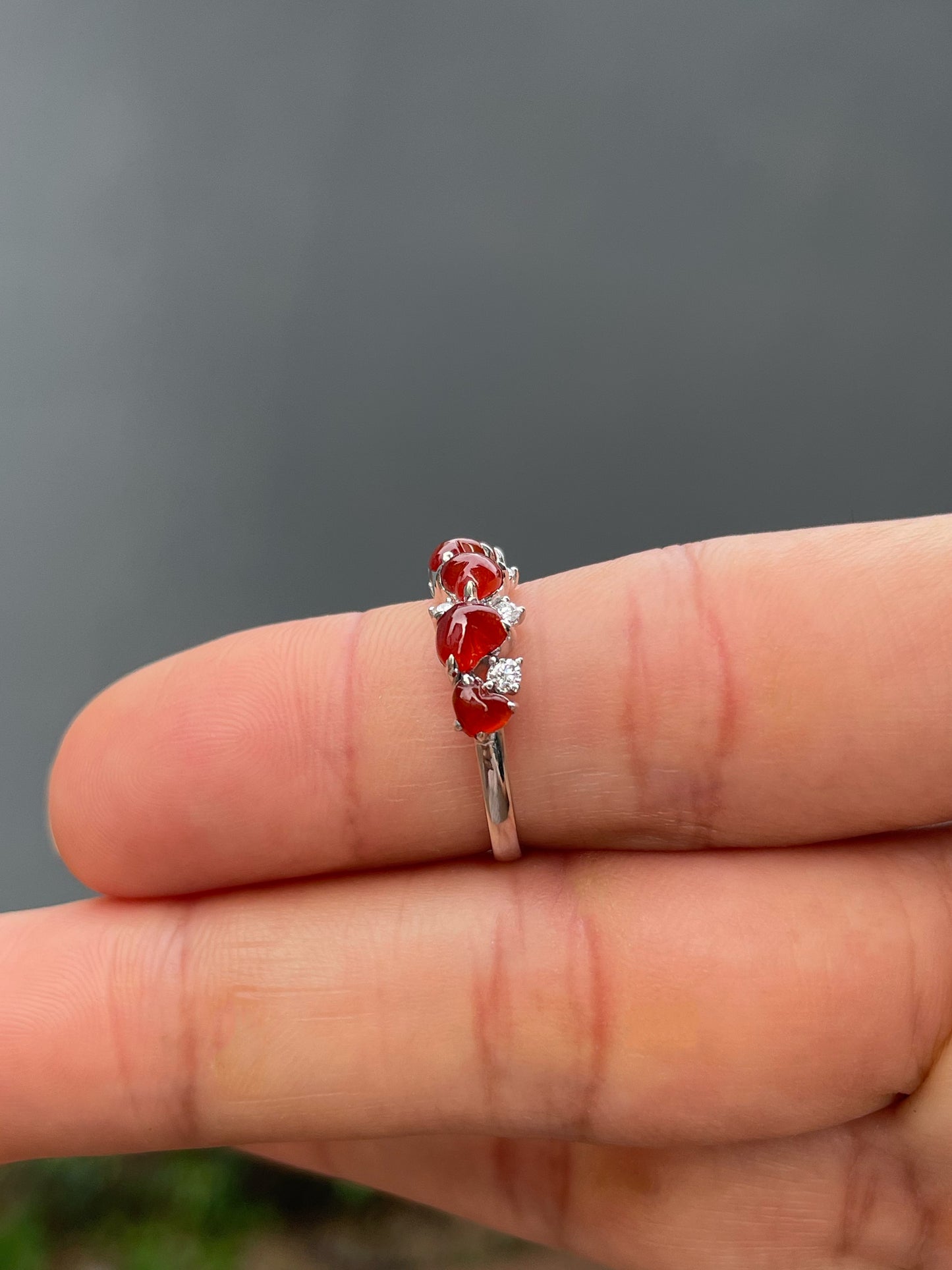Red Jade Ring - Hearts (NJR339)