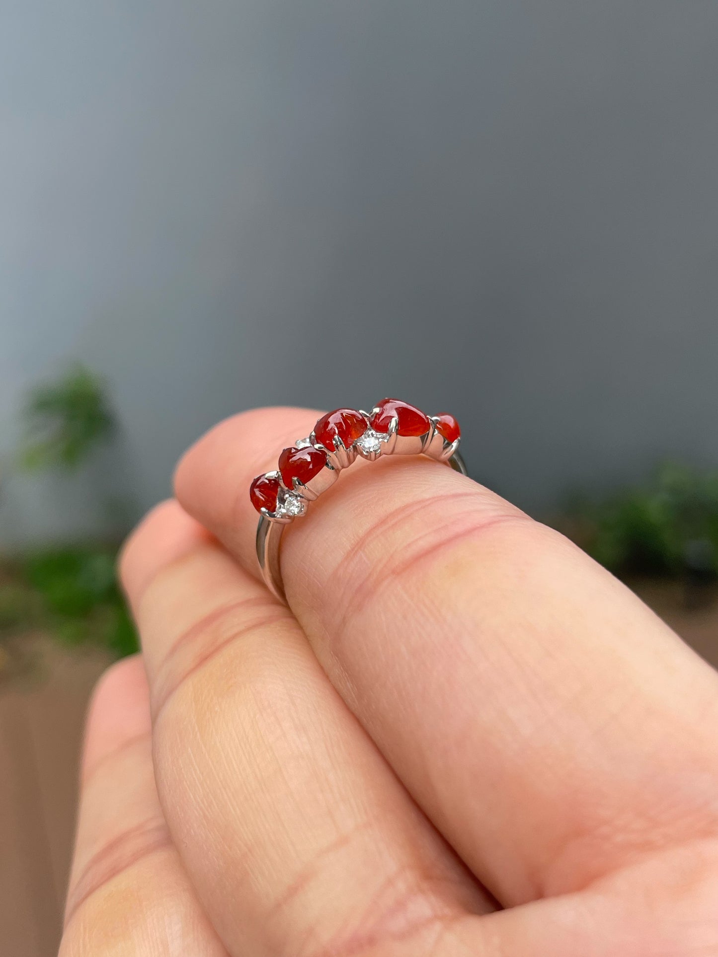 Red Jade Ring - Hearts (NJR339)