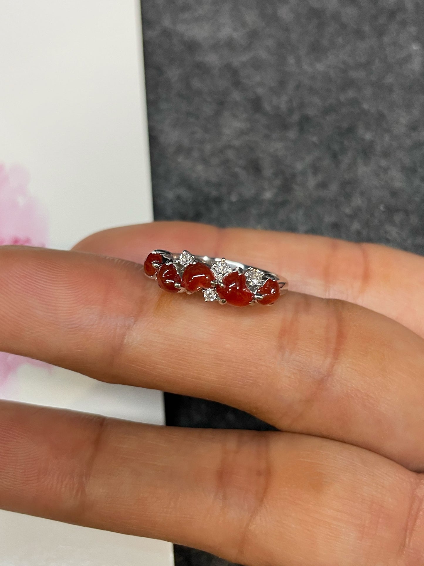 Red Jade Ring - Hearts (NJR339)