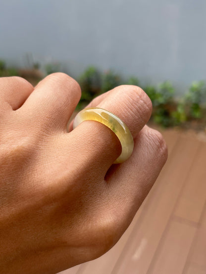 Icy Yellow Jade Abacus Ring | HK 19.5 (NJR351)