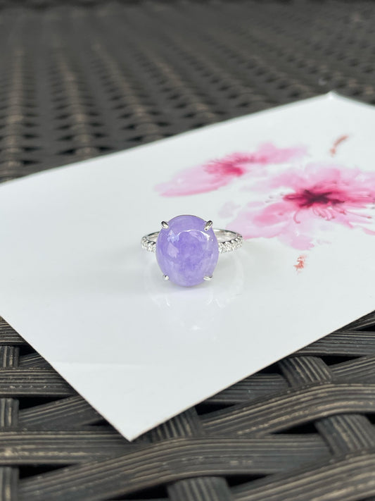Lavender Jadeite Cabochon Ring (NJR352)