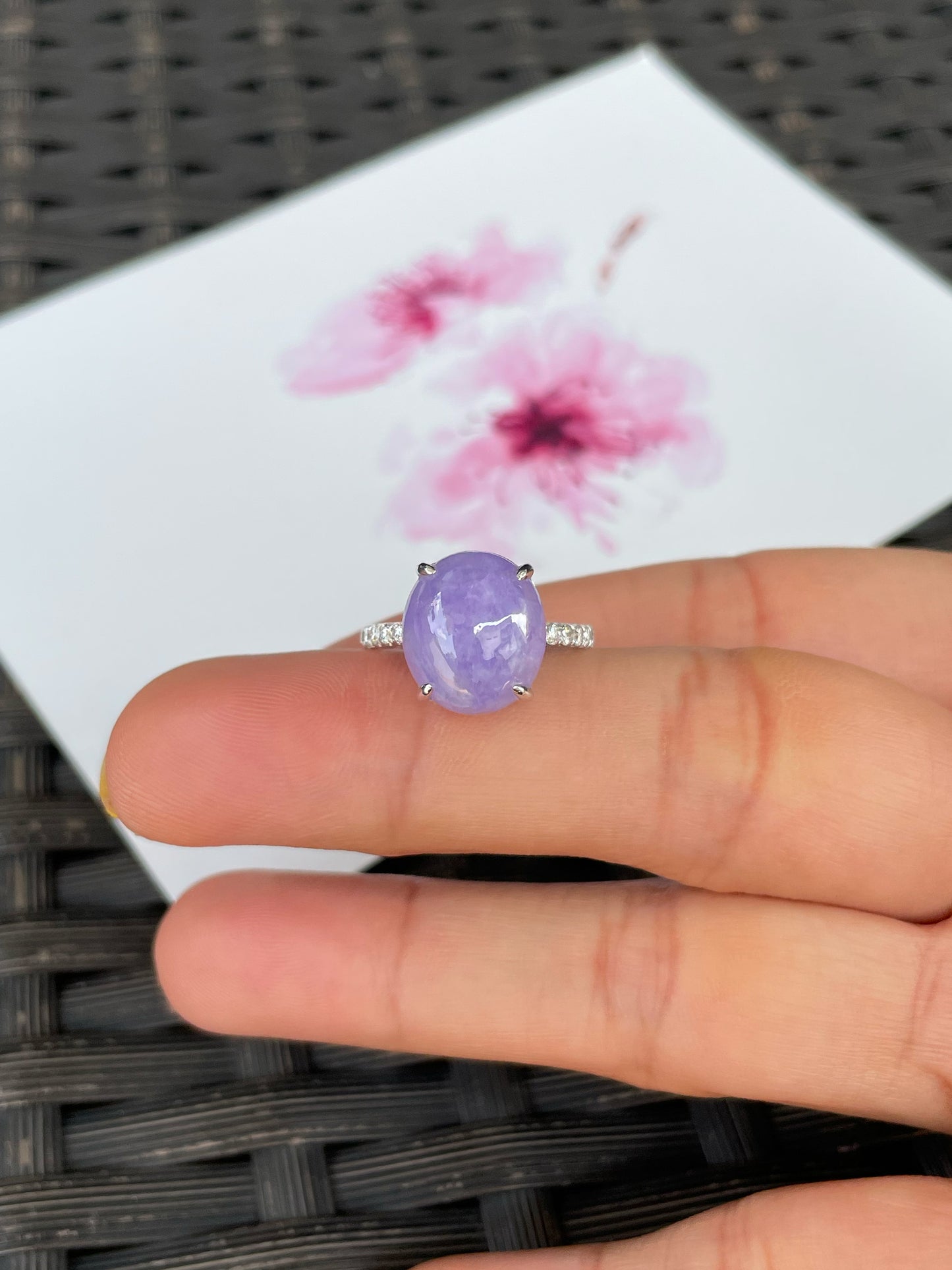 Lavender Jadeite Cabochon Ring (NJR352)