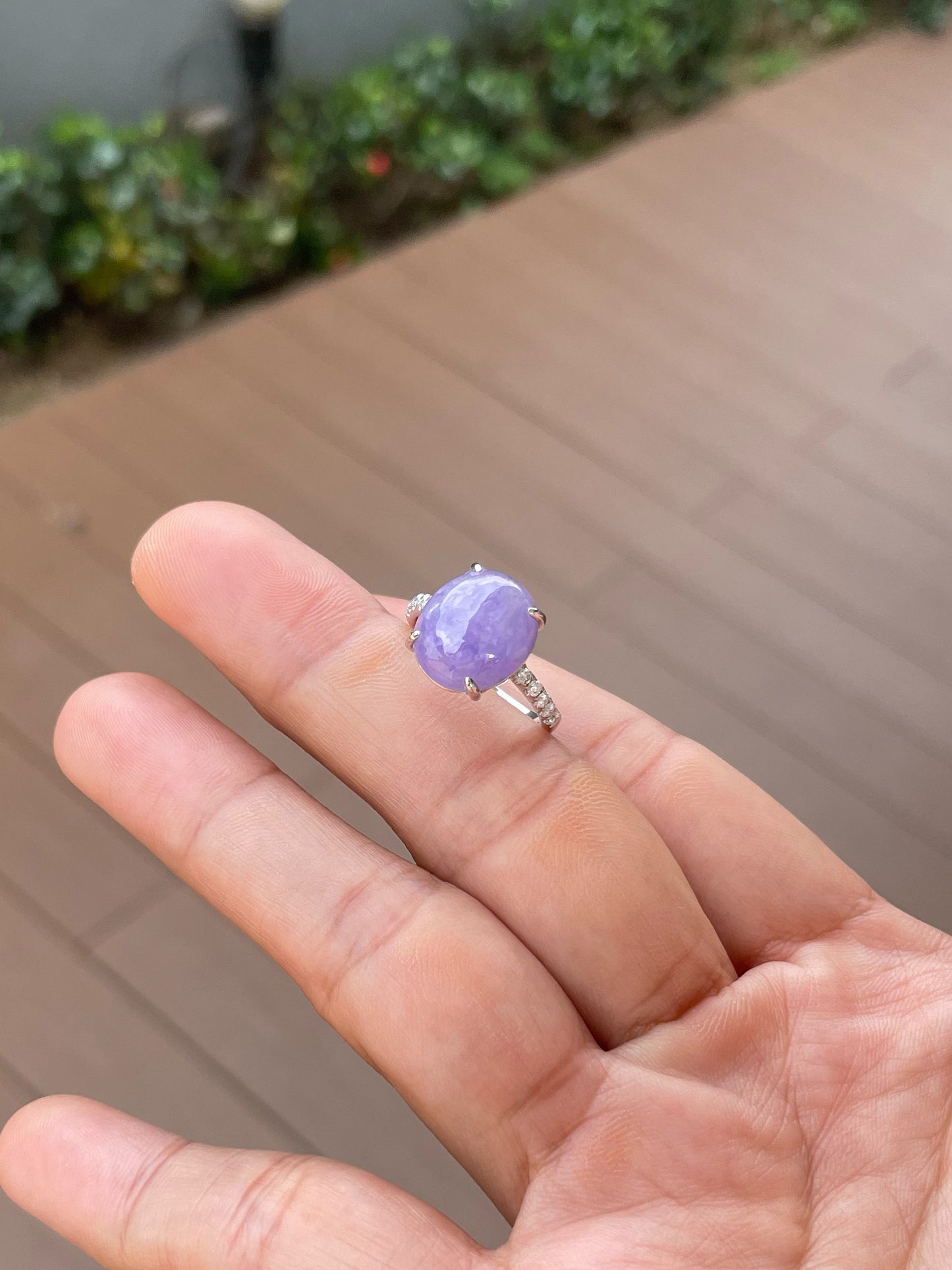 Lavender Jadeite Cabochon Ring (NJR352)