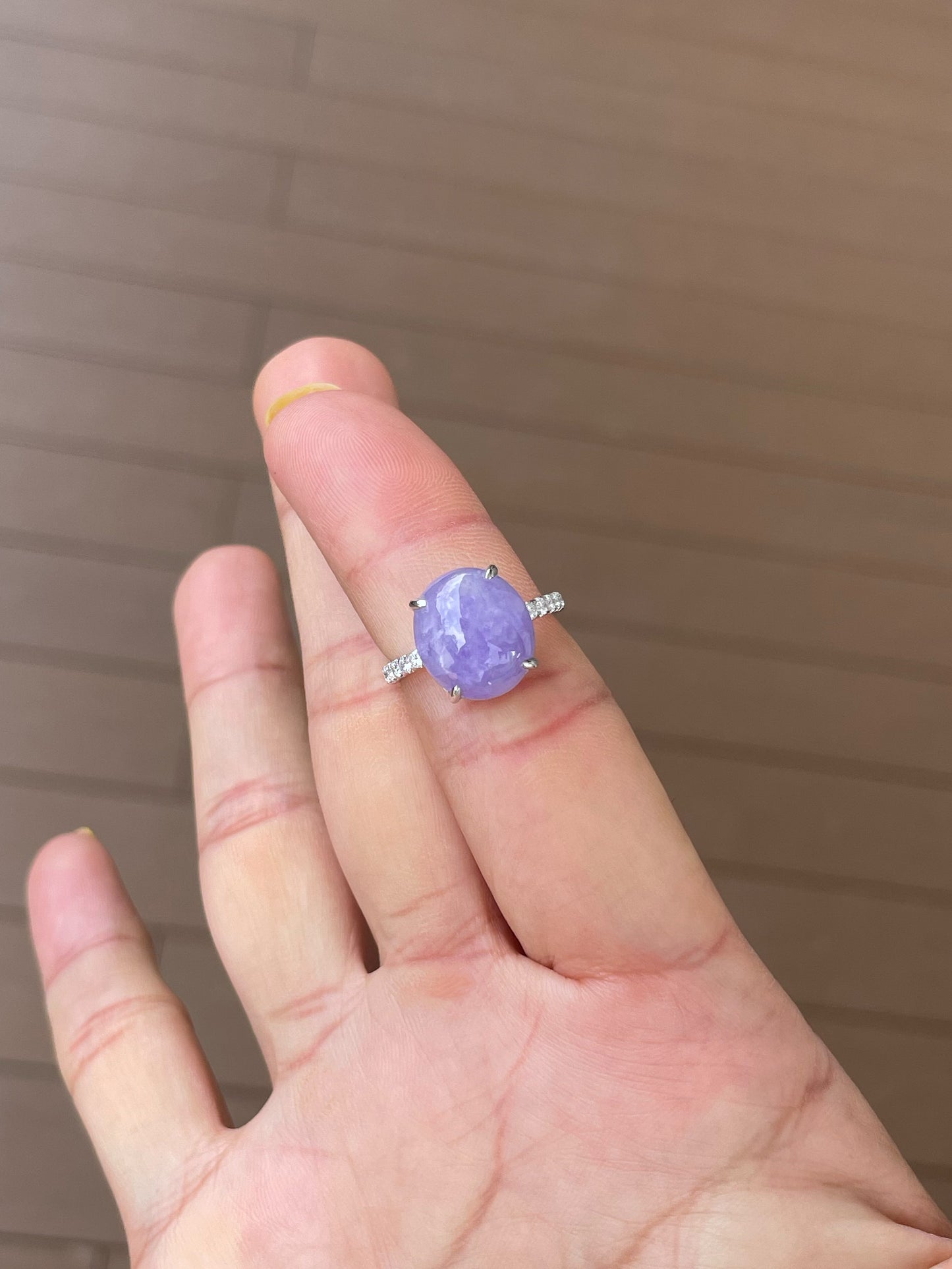 Lavender Jadeite Cabochon Ring (NJR352)