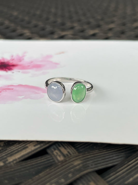 Green & Lavender Jade Ring - Cabochons (NJR355)