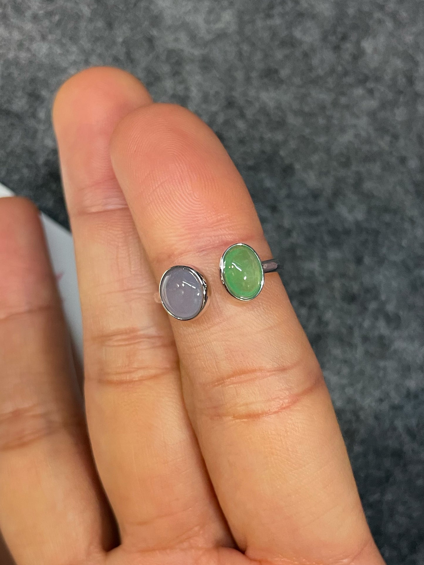 Green & Lavender Jade Ring - Cabochons (NJR355)
