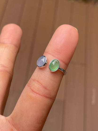 Green & Lavender Jade Ring - Cabochons (NJR355)