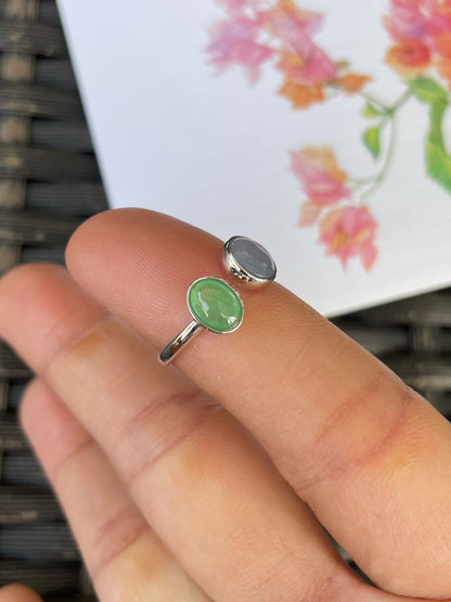 Green & Lavender Jade Ring - Cabochons (NJR355)