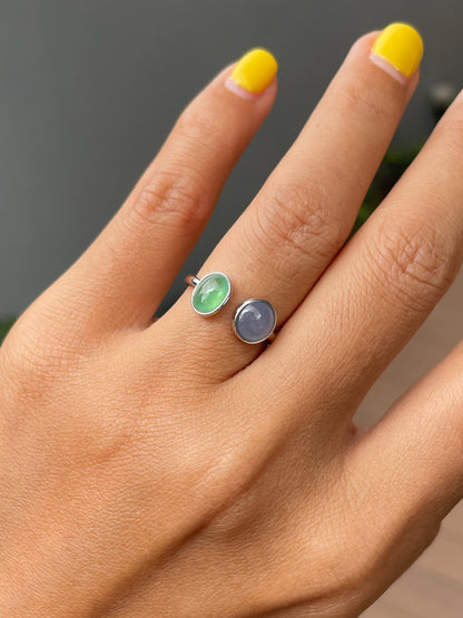 Green & Lavender Jade Ring - Cabochons (NJR355)