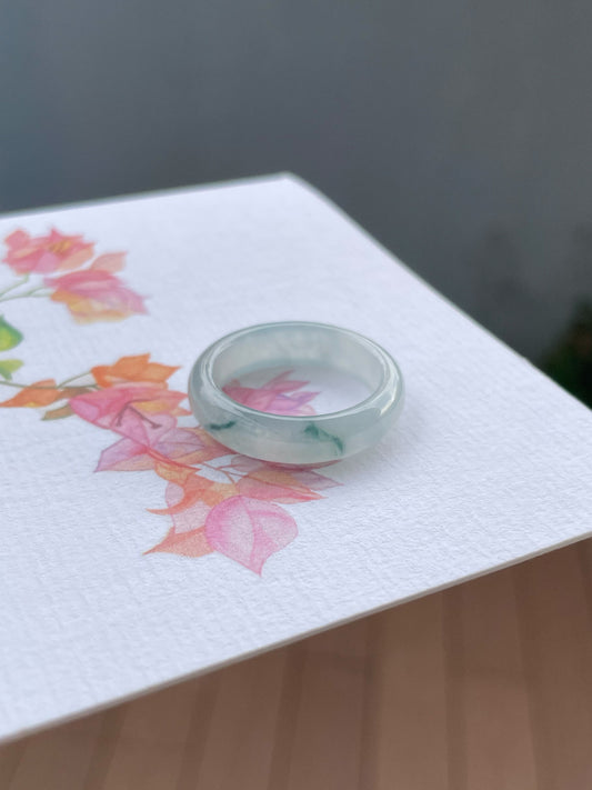 Bluish Green Jade Abacus Ring | HK 22 (NJR357)