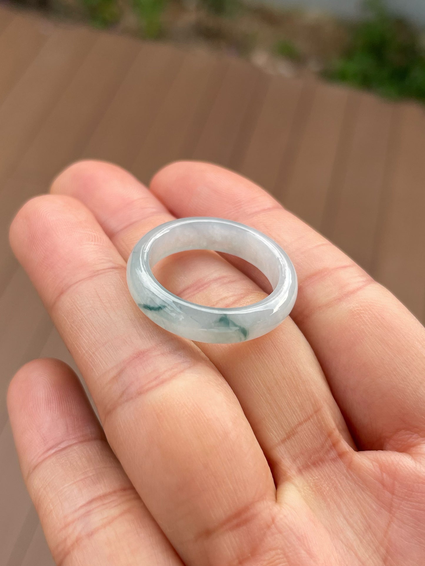 Bluish Green Jade Abacus Ring | HK 22 (NJR357)