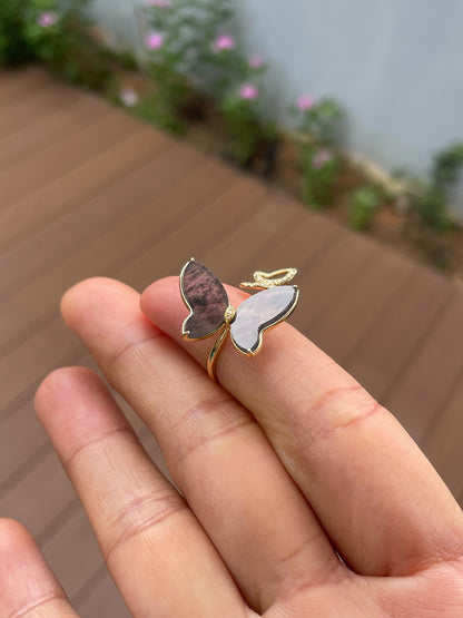 Icy Black Jade Ring - Butterfly (NJR358)
