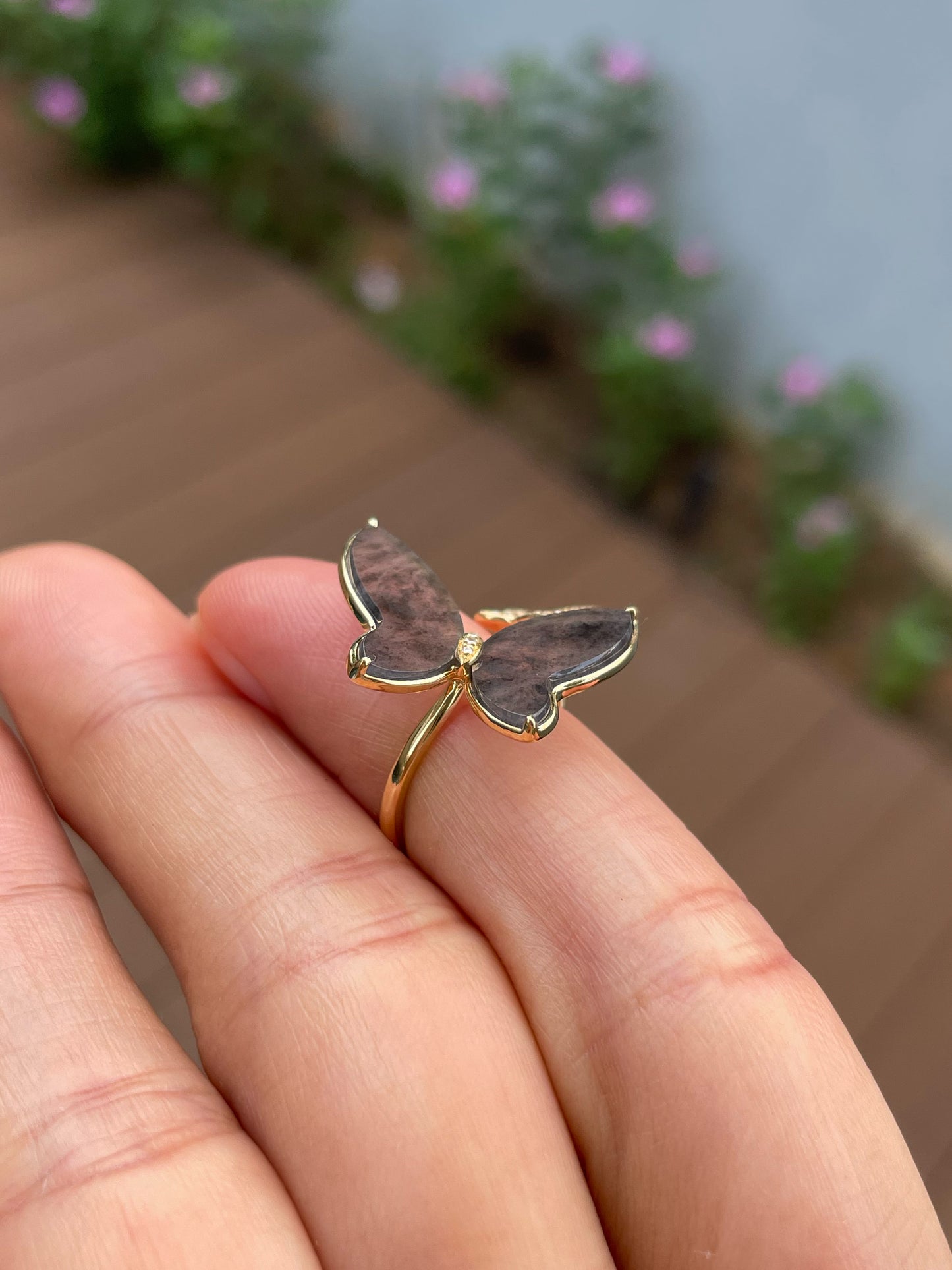 Icy Black Jade Ring - Butterfly (NJR358)