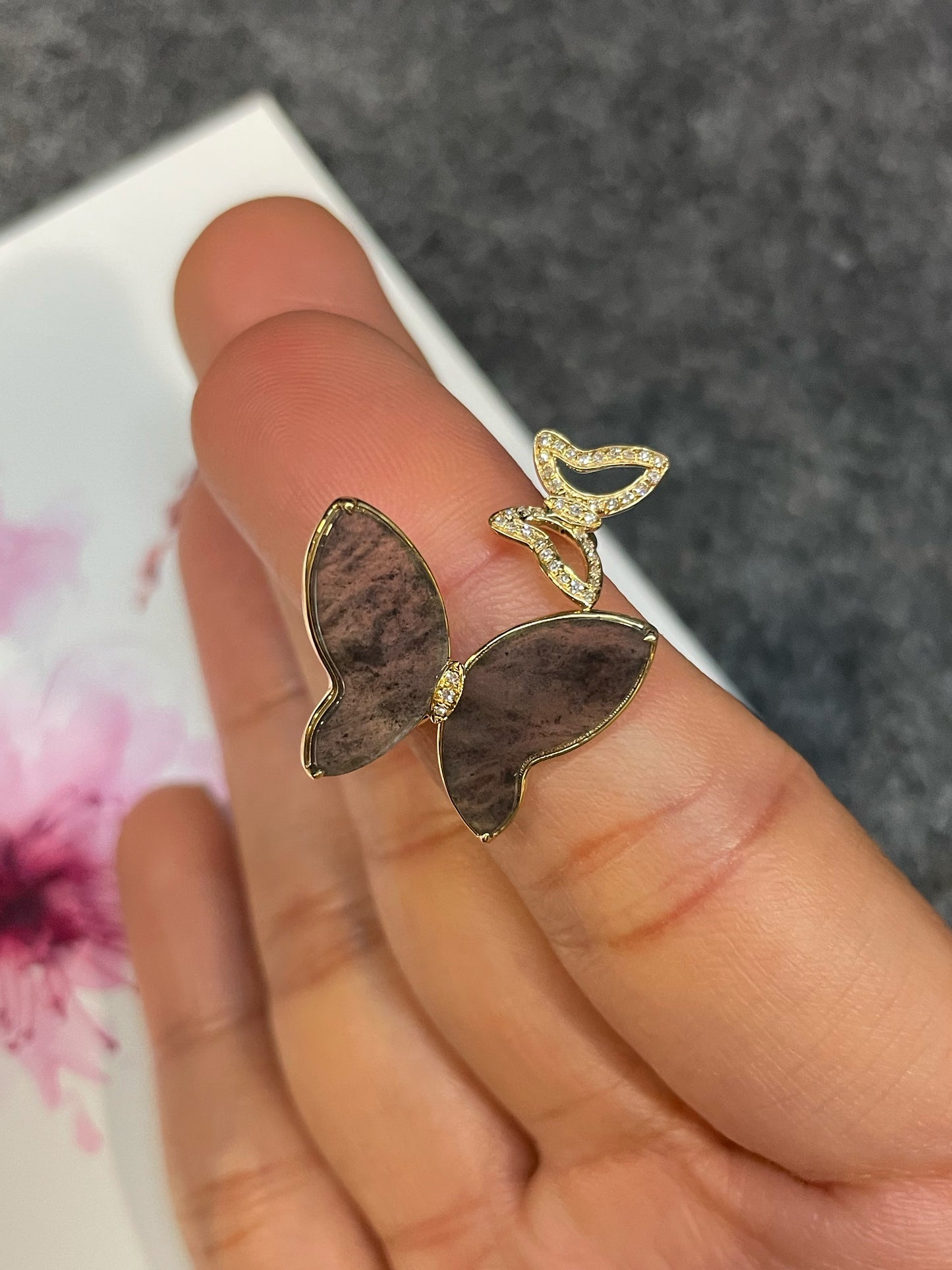 Icy Black Jade Ring - Butterfly (NJR358)