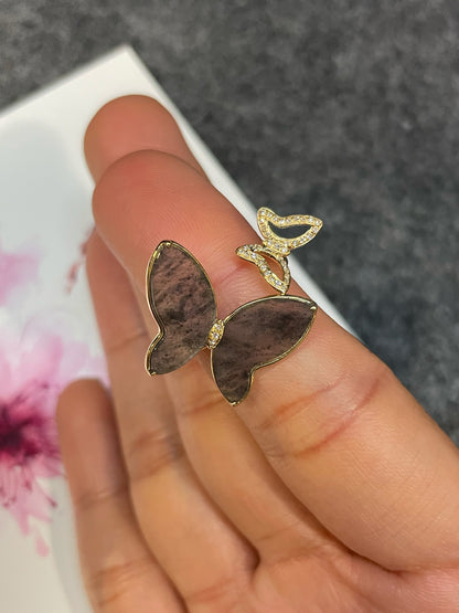 Icy Black Jade Ring - Butterfly (NJR358)