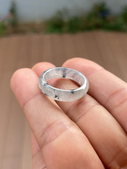 Icy White With Black Jadeite Abacus Ring | HK 14 (NJR360)