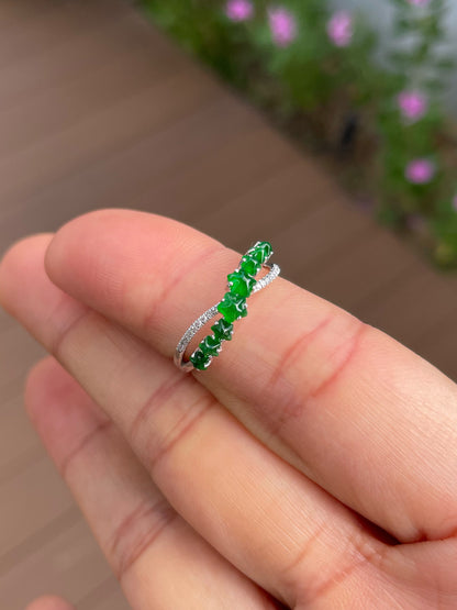 Green Jade Ring - Stars (NJR361)