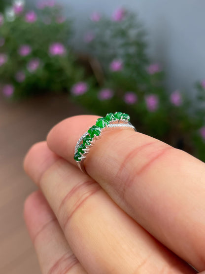 Green Jade Ring - Stars (NJR361)